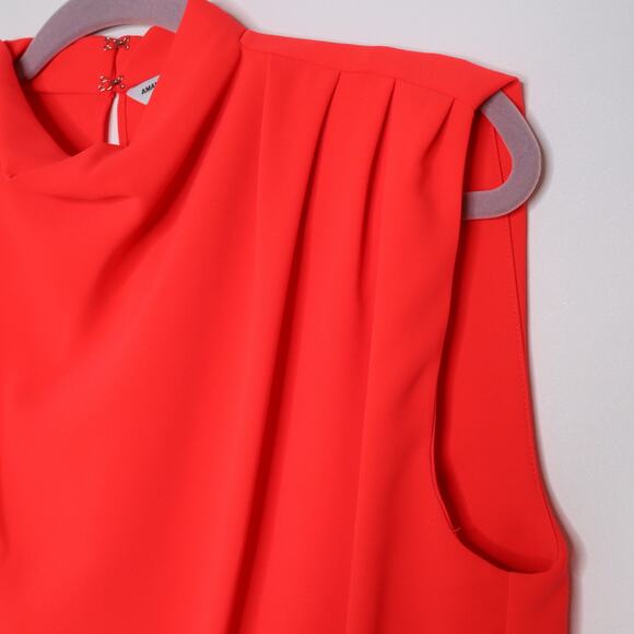 AMANDA UPRICHARD Fabienne Sleeveless Top Pleated Flowy Crimson Red Women's M - Picture 5 of 10